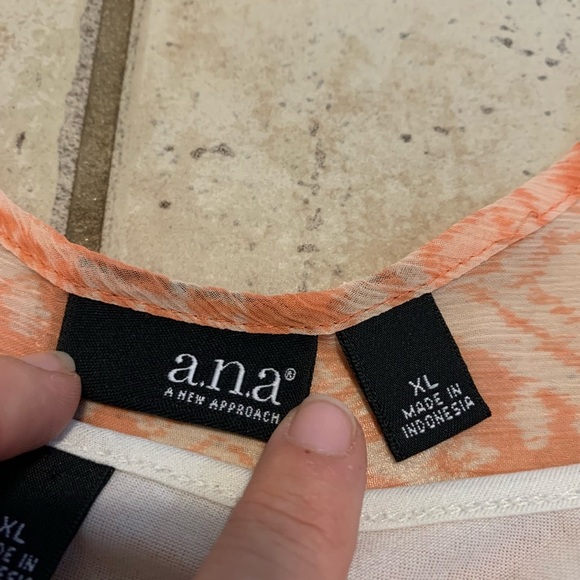 💛 a.n.a. (A New Approach) Orange & White Sleeveless Blouse - XL - Picture 5 of 8